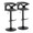Gardenia Contemporary Adjustable Barstool with Swivel in Black Wood, Black Metal and Grey Faux Leather with Rounded T Footrest- Set of 2 — pair view