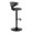 Gardenia Contemporary Adjustable Barstool with Swivel in Black Wood, Black Metal and Grey Faux Leather with Rounded T Footrest- Set of 2 — side view
