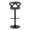 Gardenia Contemporary Adjustable Barstool with Swivel in Black Wood, Black Metal and Grey Faux Leather with Rounded T Footrest- Set of 2 — front view