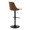 Gianna table in Black Metal, Walnut Wood, Cream PU, back and side view, featuring swivel and upholstered seat