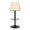 Gianna table in Black Metal, Walnut Wood, Cream PU, front view, featuring swivel and upholstered seat