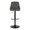 Gianna Mid-Century Modern Adjustable Barstool with Swivel in Black Metal, Walnut Wood and Grey Faux Leather with Rounded T Footrest- Set of 2 — front view