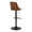 Gianna table in Black Metal, Walnut Wood, White PU, back and side view, featuring swivel and upholstered seat
