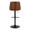 Gianna table in Black Metal, Walnut Wood, White PU, back view, featuring swivel and upholstered seat