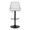 Gianna table in Black Metal, Walnut Wood, White PU, front view, featuring swivel and upholstered seat