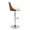 Gianna table in Chrome Metal, Walnut Wood, Cream PU, side view, featuring swivel and upholstered seat
