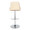 Gianna table in Chrome Metal, Walnut Wood, Cream PU, front view, featuring swivel and upholstered seat