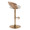 Grotto Contemporary Adjustable Barstool with Swivel in Gold Metal, Whitewashed Wood, and Oat Fabric with Rounded T Footrest — side view