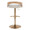 Grotto Contemporary Adjustable Barstool with Swivel in Gold Metal, Whitewashed Wood, and Oat Fabric with Rounded T Footrest — back view