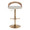 Grotto Contemporary Adjustable Barstool with Swivel in Gold Metal, Whitewashed Wood, and Oat Fabric with Rounded T Footrest — front view