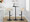 Grotto table in Black Metal, Natural Wood, Light Green Fabric, featuring swivel and adjustable height