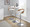 Grotto table in Chrome Metal, Whitewashed Wood, Oat Fabric, featuring swivel and adjustable height