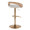 Grotto table in Gold Metal, Whitewashed Wood, Oat Fabric, back and side view, featuring swivel and adjustable height