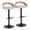 Grotto Contemporary Adjustable Barstool with Swivel in Black Metal, Whitewashed Wood, and Oat Fabric with Rounded T Footrest- Set of 2 — pair view