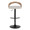 Grotto Contemporary Adjustable Barstool with Swivel in Black Metal, Whitewashed Wood, and Oat Fabric with Rounded T Footrest- Set of 2 — front view