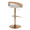 Grotto Contemporary Adjustable Barstool with Swivel in Gold Metal, Whitewashed Wood, and Oat Fabric with Rounded T Footrest- Set of 3 — rear three-quarter view