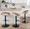 Grotto Contemporary Adjustable Barstool with Swivel in Black Metal, Whitewashed Wood, and Oat Fabric with Rounded T Footrest- Set of 3 — lifestyle photo 1