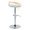 Grotto Farmhouse Adjustable Height Barstool with Swivel in Chrome Metal, Natural Wood and Light Green Fabric with Rounded T Footrest- Set of 3 — rear three-quarter view
