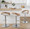 Grotto table in Chrome Metal, Whitewashed Wood, Oat Fabric, featuring swivel and adjustable height