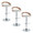 Grotto Contemporary Adjustable Barstool with Swivel in Chrome Metal, Whitewashed Wood, and Oat Fabric with Rounded T Footrest- Set of 3 — pair view