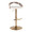 Grotto Contemporary Adjustable Barstool with Swivel in Gold Metal, Light Grey Wood, and White Faux Leather with Rounded T Footrest — product view