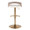 Grotto Contemporary Adjustable Barstool with Swivel in Gold Metal, Light Grey Wood, and White Faux Leather with Rounded T Footrest — back view
