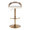Grotto Contemporary Adjustable Barstool with Swivel in Gold Metal, Light Grey Wood, and White Faux Leather with Rounded T Footrest — front view