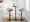 Grotto table in Black Metal, Light Grey Wood, Black PU, featuring swivel and adjustable height