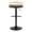 Grotto table in Black Metal, Natural Wood, Brown PU, back view, featuring swivel and adjustable height