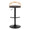 Grotto table in Black Metal, Natural Wood, Brown PU, front view, featuring swivel and adjustable height