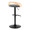 Grotto table in Black Metal, Natural Wood, Grey PU, back and side view, featuring swivel and adjustable height