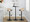 Grotto table in Black Metal, Natural Wood, Grey PU, featuring swivel and adjustable height
