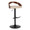 Grotto Contemporary Adjustable Barstool in Black Metal, Walnut Wood and Cream Faux Leather with Rounded T Footrest — product view