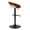 Grotto Contemporary Adjustable Barstool in Black Metal, Walnut Wood and Cream Faux Leather with Rounded T Footrest — rear three-quarter view