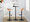 Grotto table in Black Metal, Zebra Wood, White PU, featuring swivel and adjustable height