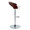Grotto Contemporary Adjustable Barstool in Chrome Metal, Mahogany Wood and White Faux Leather with Rounded T Footrest — side view