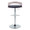 Grotto table in Chrome Metal, Light Grey Wood, Black PU, back view, featuring swivel and adjustable height