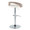Grotto table in Chrome Metal, Light Grey Wood, White PU, back and side view, featuring swivel and adjustable height