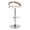 Grotto table in Chrome Metal, Light Grey Wood, White PU, product view, featuring swivel and adjustable height