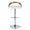 Grotto table in Chrome Metal, Light Grey Wood, White PU, front view, featuring swivel and adjustable height