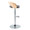 Grotto Contemporary Adjustable Barstool in Chrome Metal, Natural Wood and Grey Faux Leather with Rounded T Footrest — side view