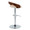 Grotto table in Chrome Metal, Walnut Wood, Cream PU, back and side view, featuring swivel and adjustable height