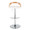 Grotto table in Chrome Metal, Zebra Wood, White PU, front view, featuring swivel and adjustable height