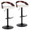 Grotto Contemporary Adjustable Barstool with Swivel in Black Metal, Mahogany Wood and White Faux Leather with Rounded T Footrest- Set of 2 — pair view