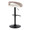 Grotto Contemporary Adjustable Barstool in Black Metal, Light Grey Wood, and White Faux Leather with Rounded T Footrest- Set of 2 — rear three-quarter view
