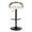 Grotto Contemporary Adjustable Barstool in Black Metal, Light Grey Wood, and White Faux Leather with Rounded T Footrest- Set of 2 — front view