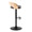 Grotto Contemporary Adjustable Barstool with Swivel in Black Metal, Natural Wood and Brown Faux Leather with Rounded T Footrest- Set of 2 — side view