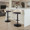 Grotto Contemporary Adjustable Barstool with Swivel in Black Metal, Natural Wood and Brown Faux Leather with Rounded T Footrest- Set of 2 — lifestyle photo 5