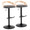 Grotto Contemporary Adjustable Barstool with Swivel in Black Metal, Natural Wood and Grey Faux Leather with Rounded T Footrest- Set of 2 — pair view