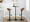 Grotto table in Black Metal, Walnut Wood, Cream PU, featuring swivel and adjustable height